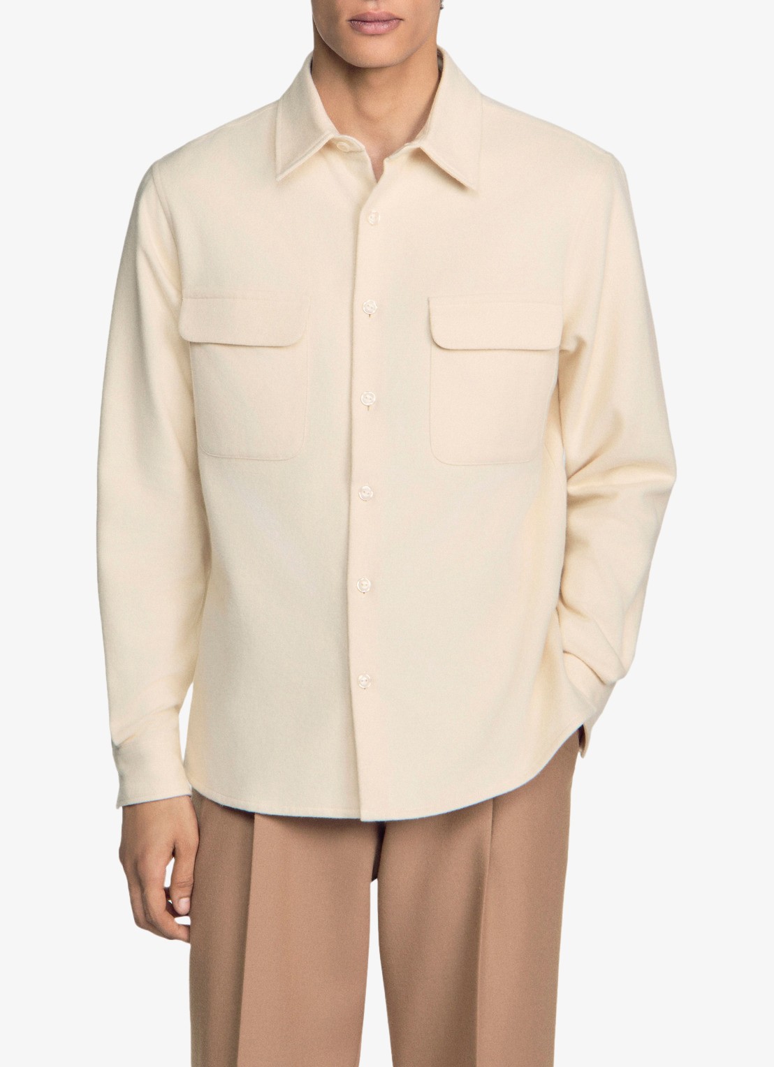Sandro Regular fit overshirt met borstzak - detail 2 ivoor