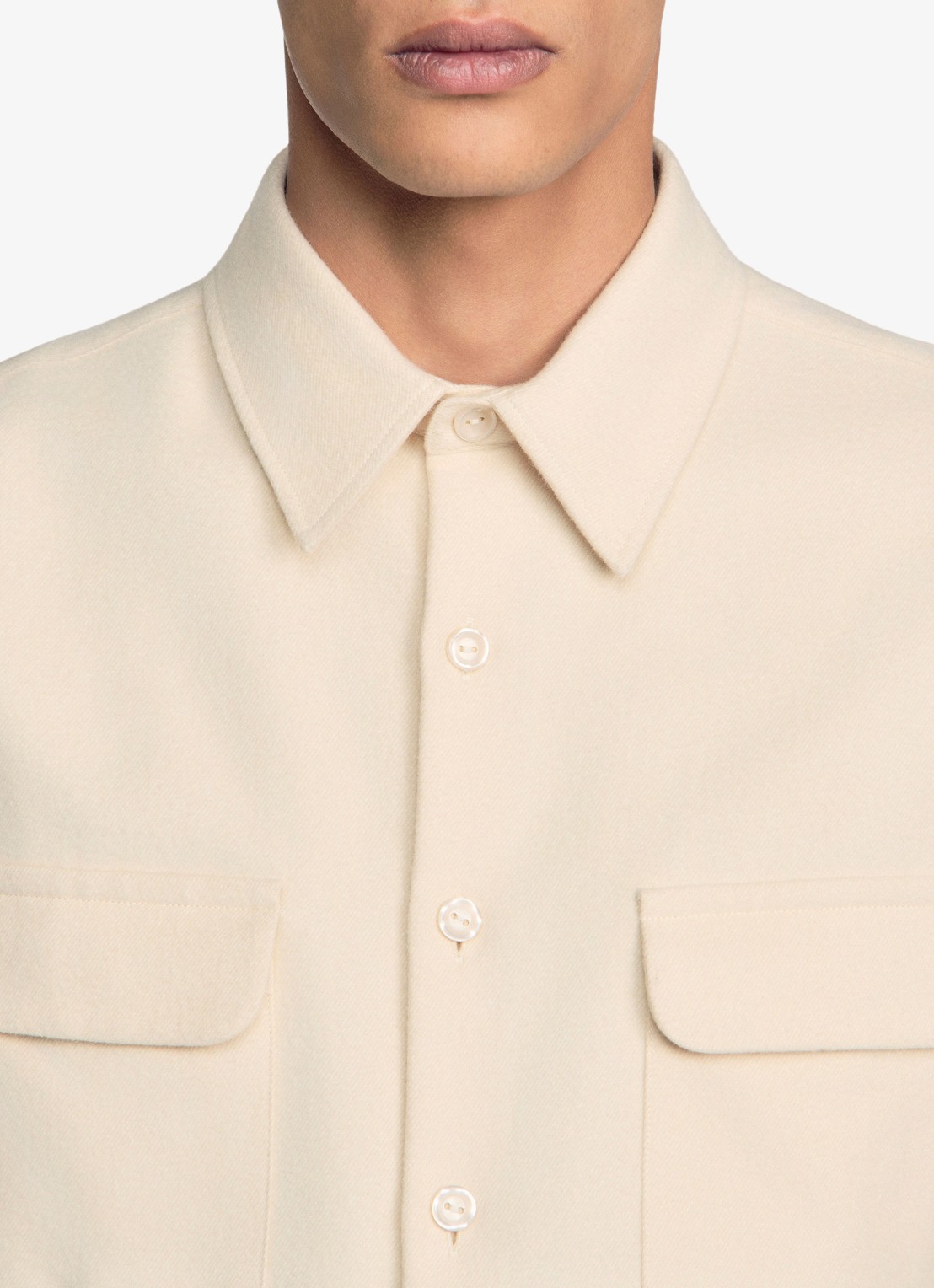 Sandro Regular fit overshirt met borstzak - detail 3 ivoor