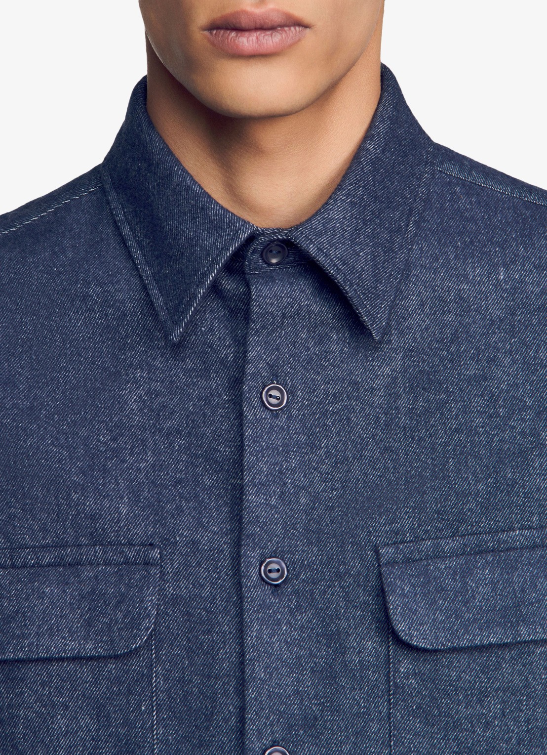 Sandro Regular fit overshirt met borstzak - detail 5 blauw