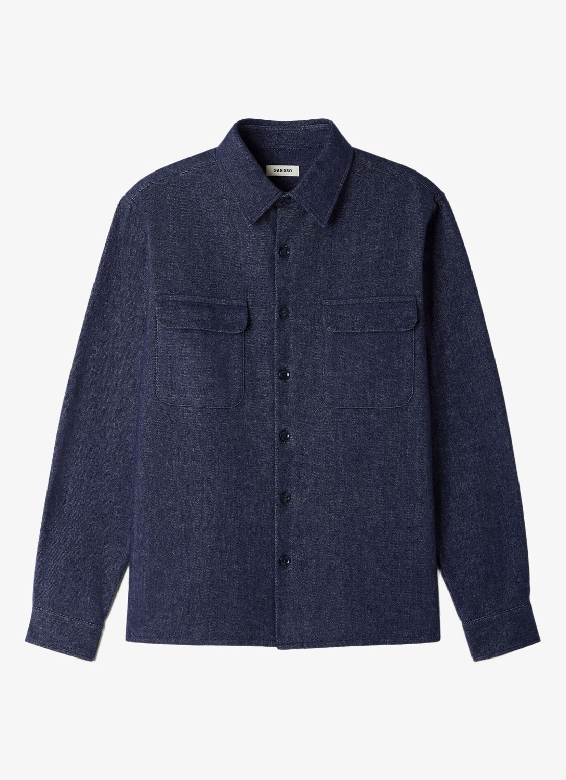 Sandro Regular fit overshirt met borstzak - voorkant 2 blauw