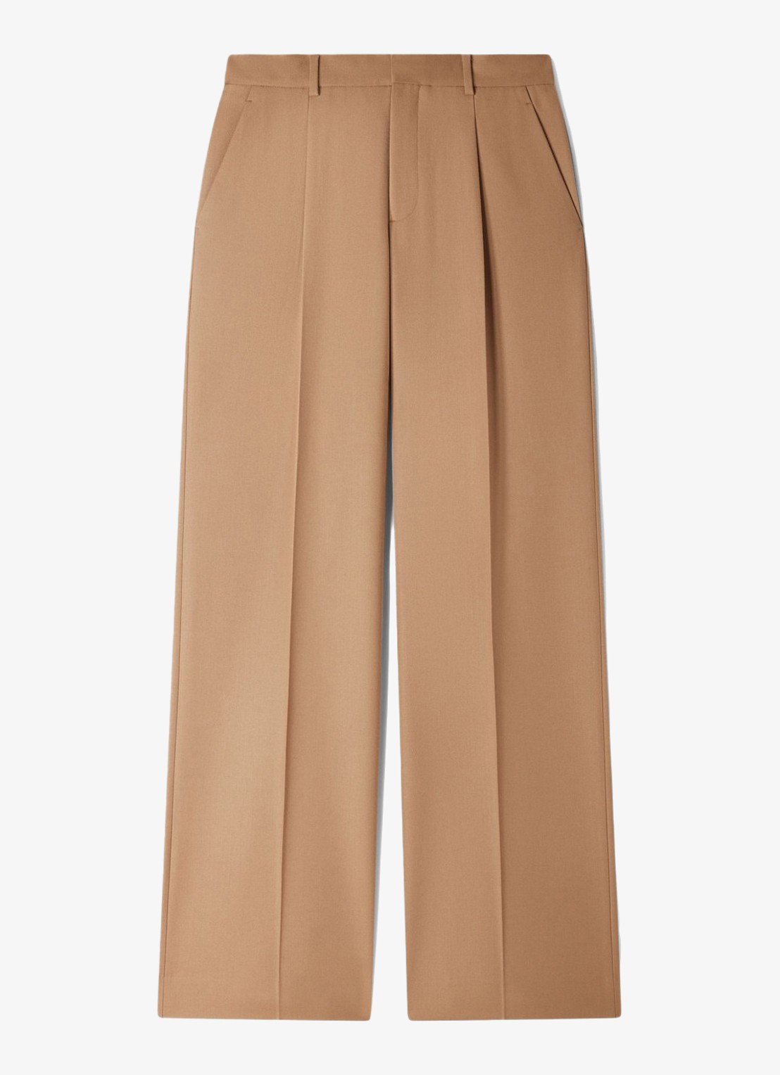 Sandro Regular fit pantalon van wol met steekzakken - voorkant camel