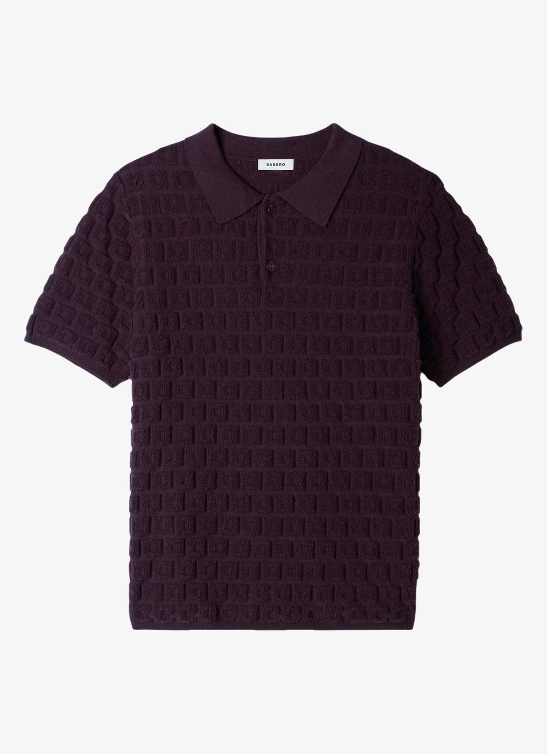 Sandro Regular fit polo met ingebreid patroon - voorkant 6 chocolate / bruin