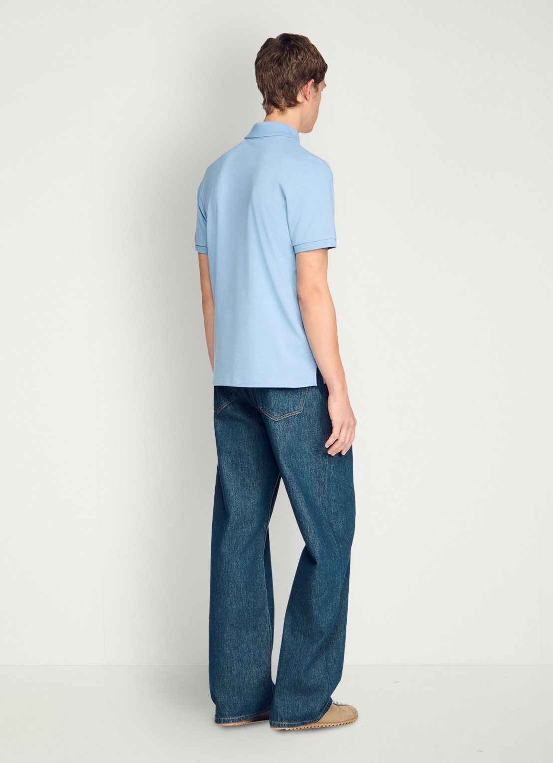 Sandro Regular fit polo met logoborduring - achterkant 7 lichtblauw