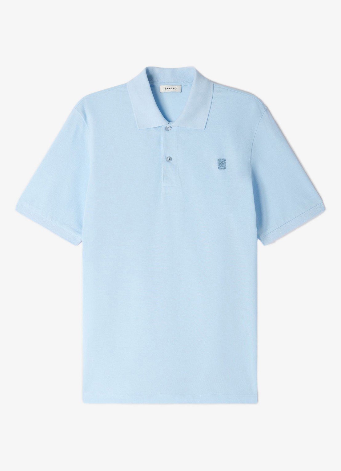 Sandro Regular fit polo met logoborduring - voorkant 5 lichtblauw