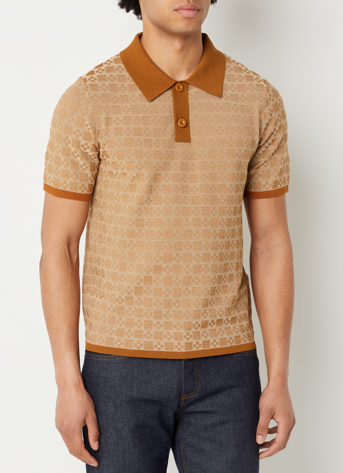 Sandro Regular fit polo met ribstructuur en logoborduring - detail 4 camel