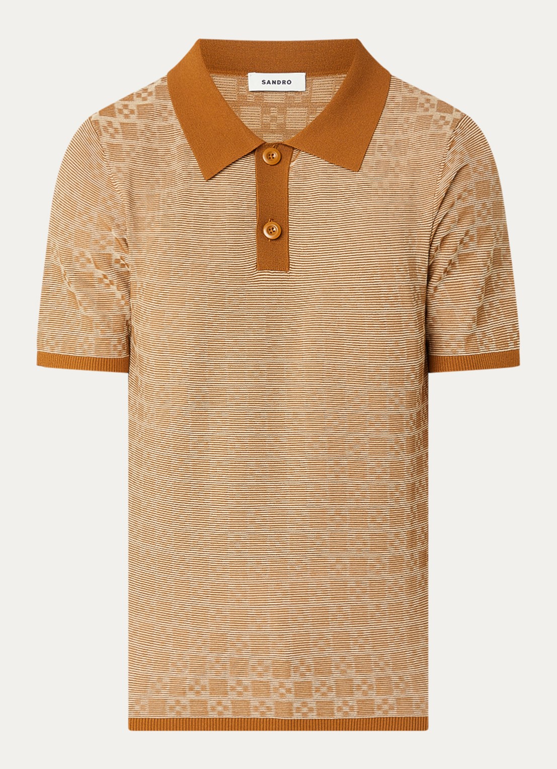 Sandro Regular fit polo met ribstructuur en logoborduring - voorkant camel