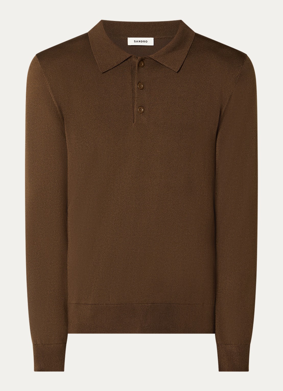Sandro Regular fit polo met stretch - voorkant bruin