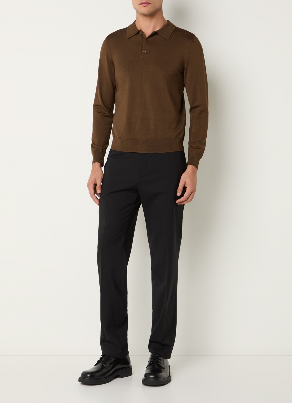 Sandro Regular fit polo met stretch - voorkant 2 bruin