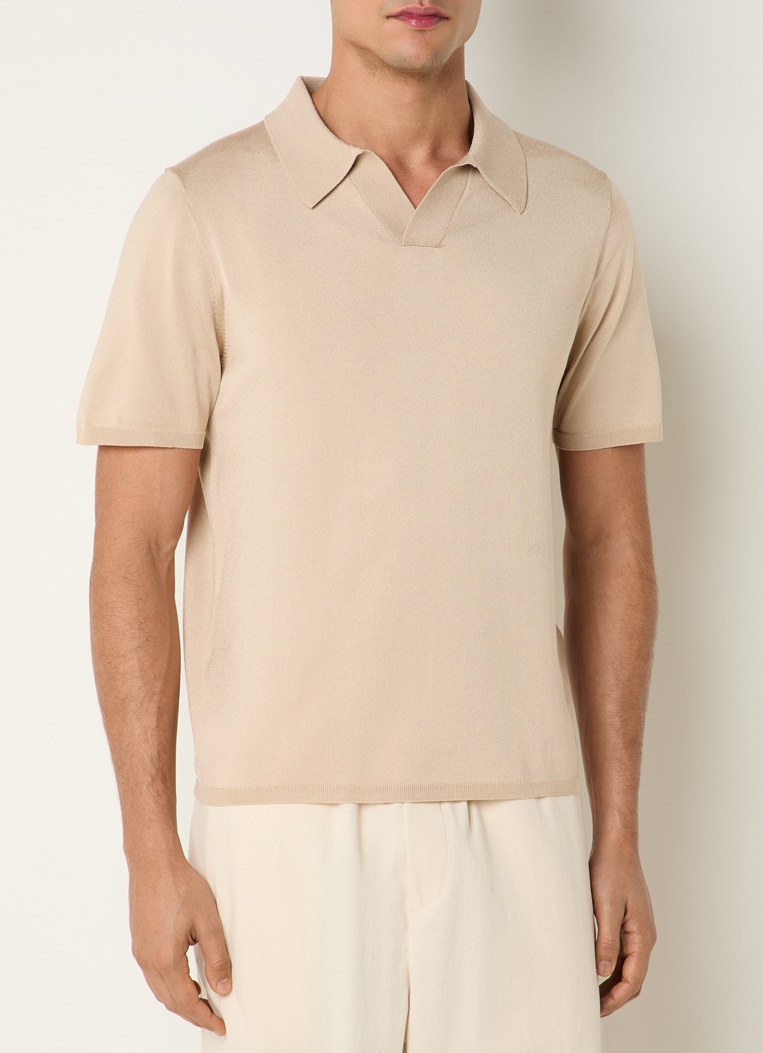 Sandro Regular fit polo met stretch - detail 4 beige