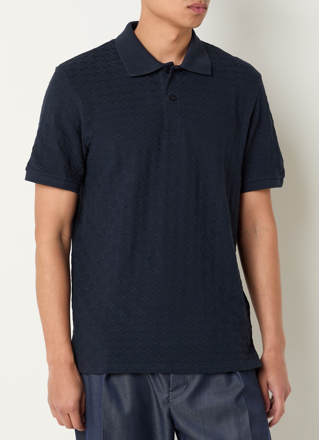 Sandro Regular fit polo met structuur - detail donkerblauw