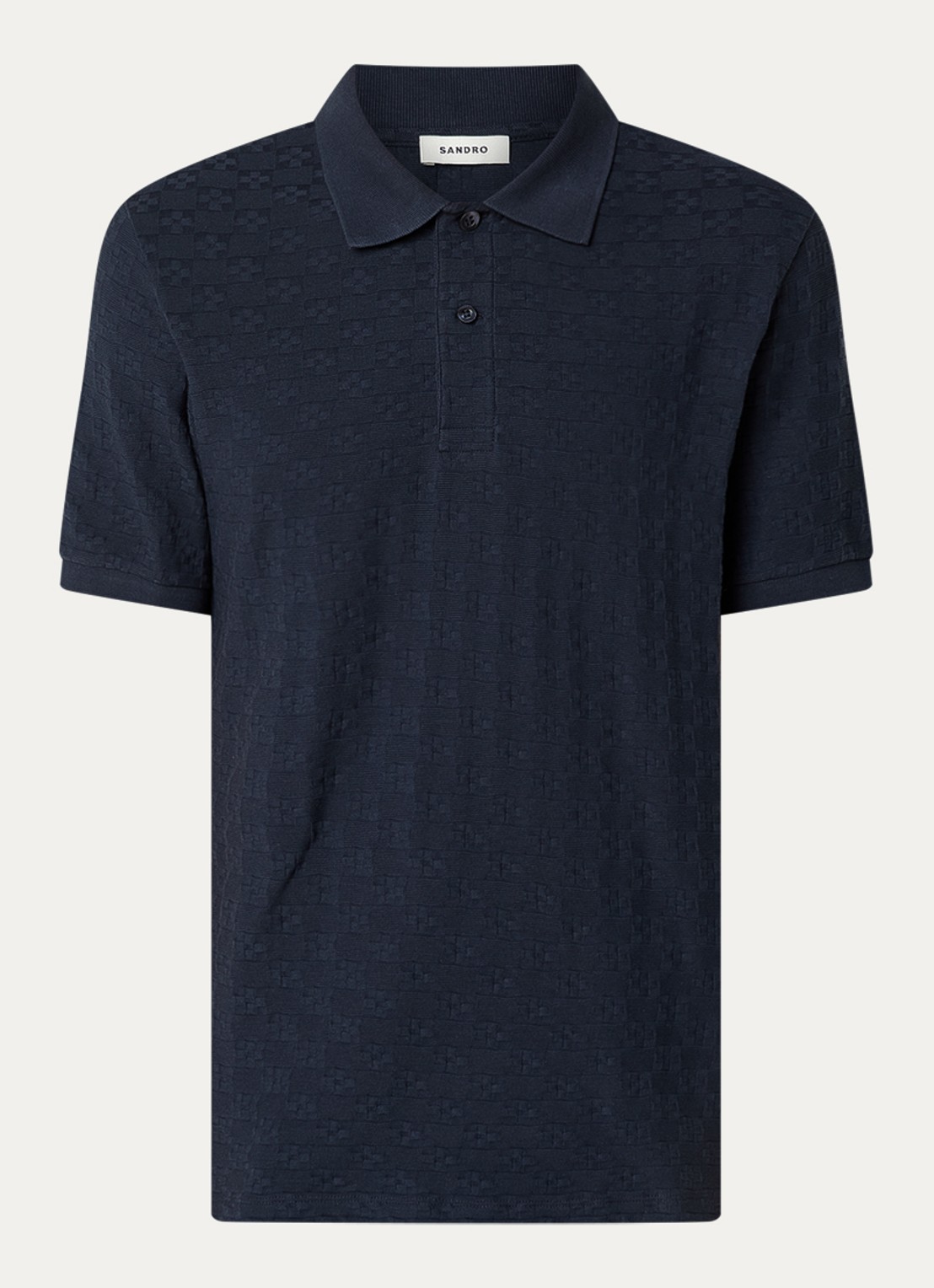 Sandro Regular fit polo met structuur - voorkant 3 donkerblauw