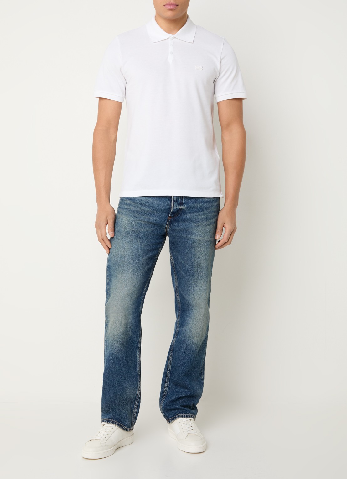 Sandro Regular fit polo van piqué katoen met logo - voorkant 3 wit