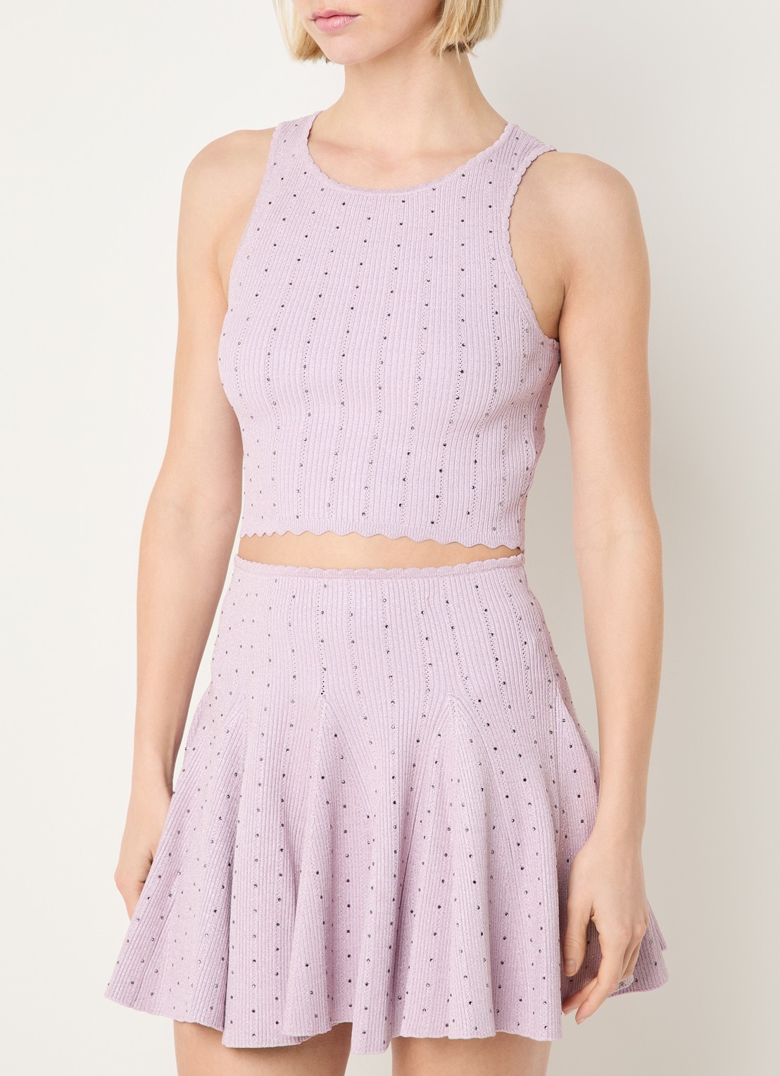 Sandro Ribgebreide crop top met strass - detail 4 lila