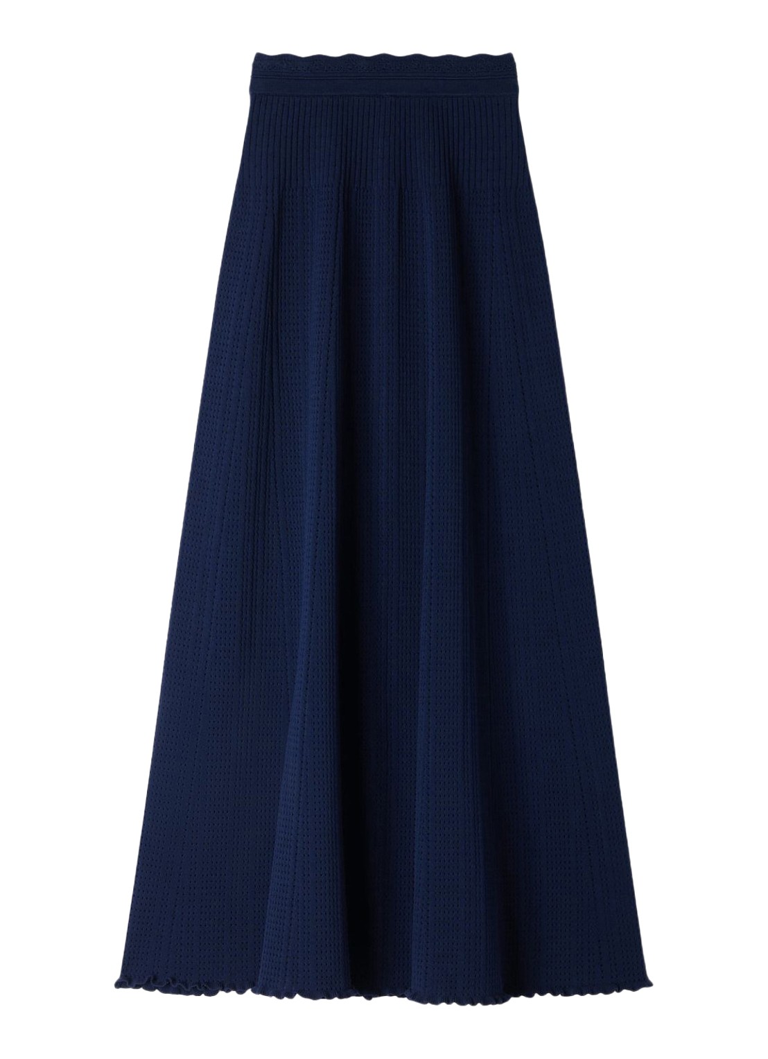 Sandro Ribgebreide maxi rok met opengewerkt dessin - voorkant donkerblauw