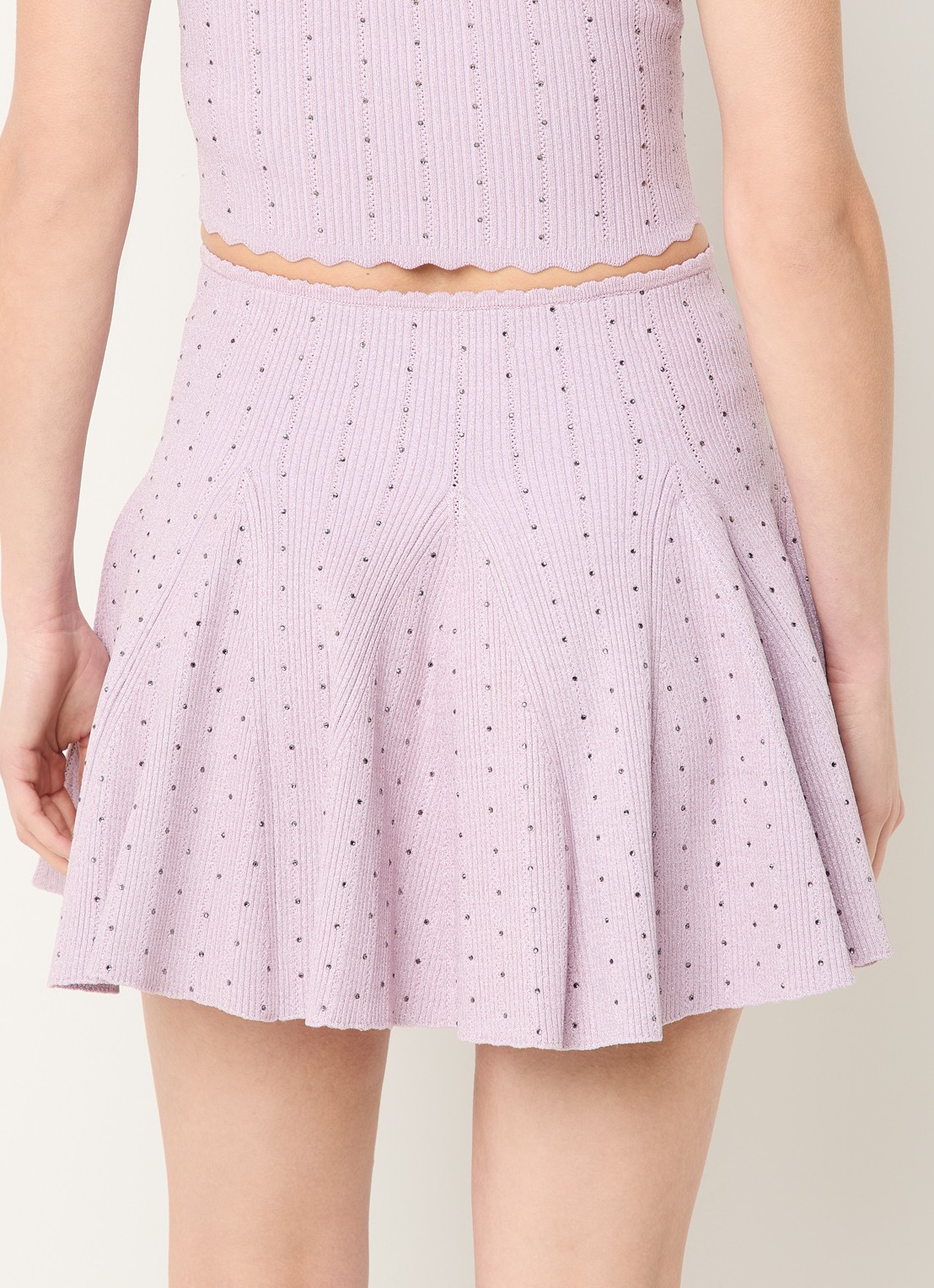 Sandro Ribgebreide minirok met strass - achterkant lila