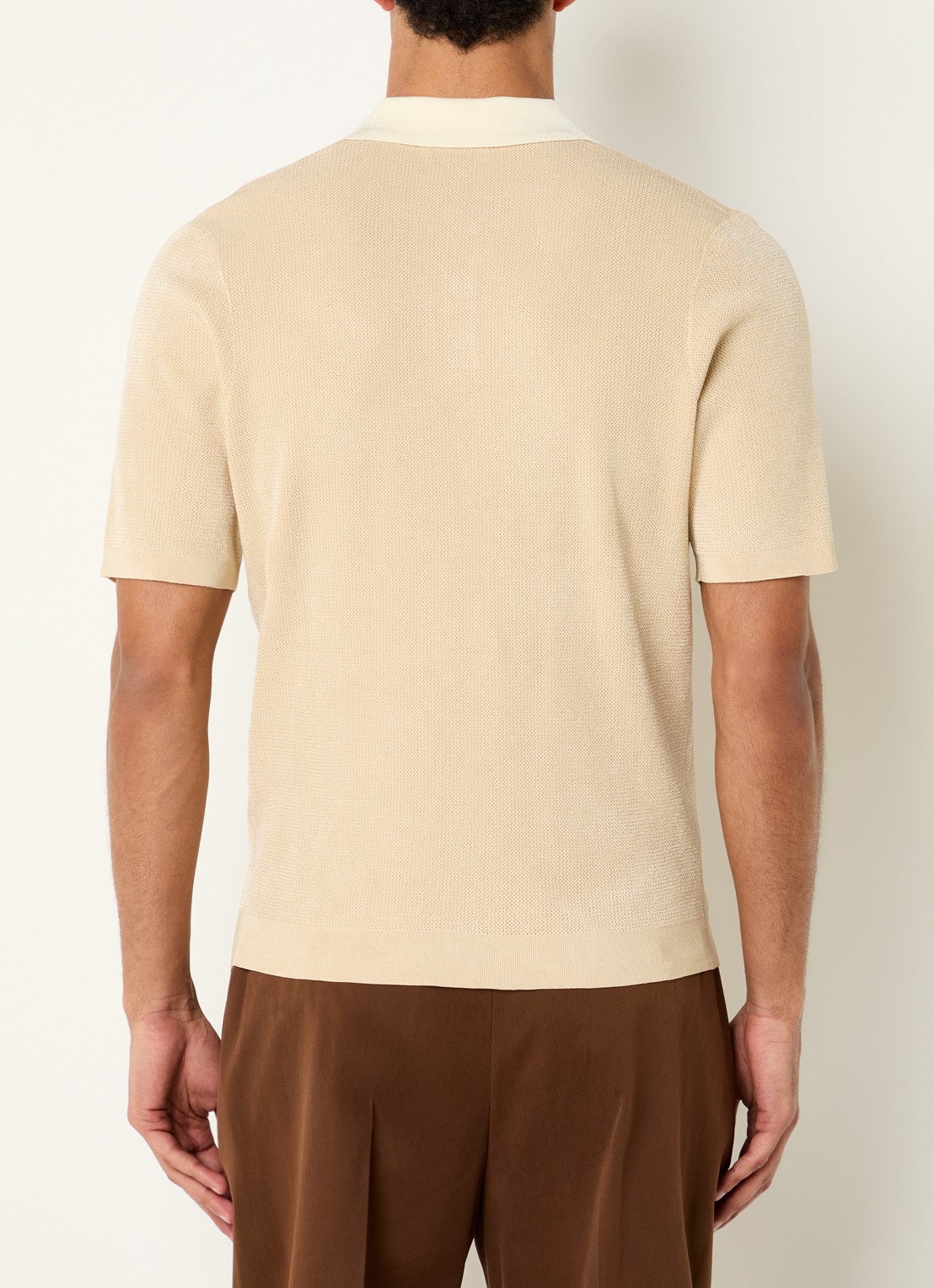 Sandro Ribgebreide slim fit polo - achterkant 3 beige