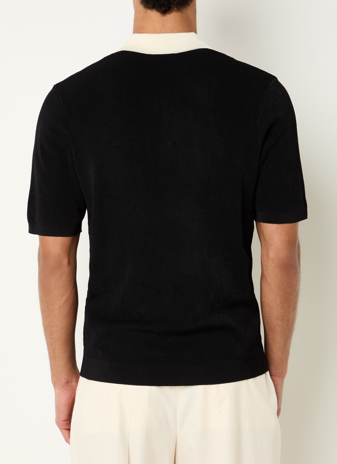 Sandro Ribgebreide slim fit polo - achterkant zwart