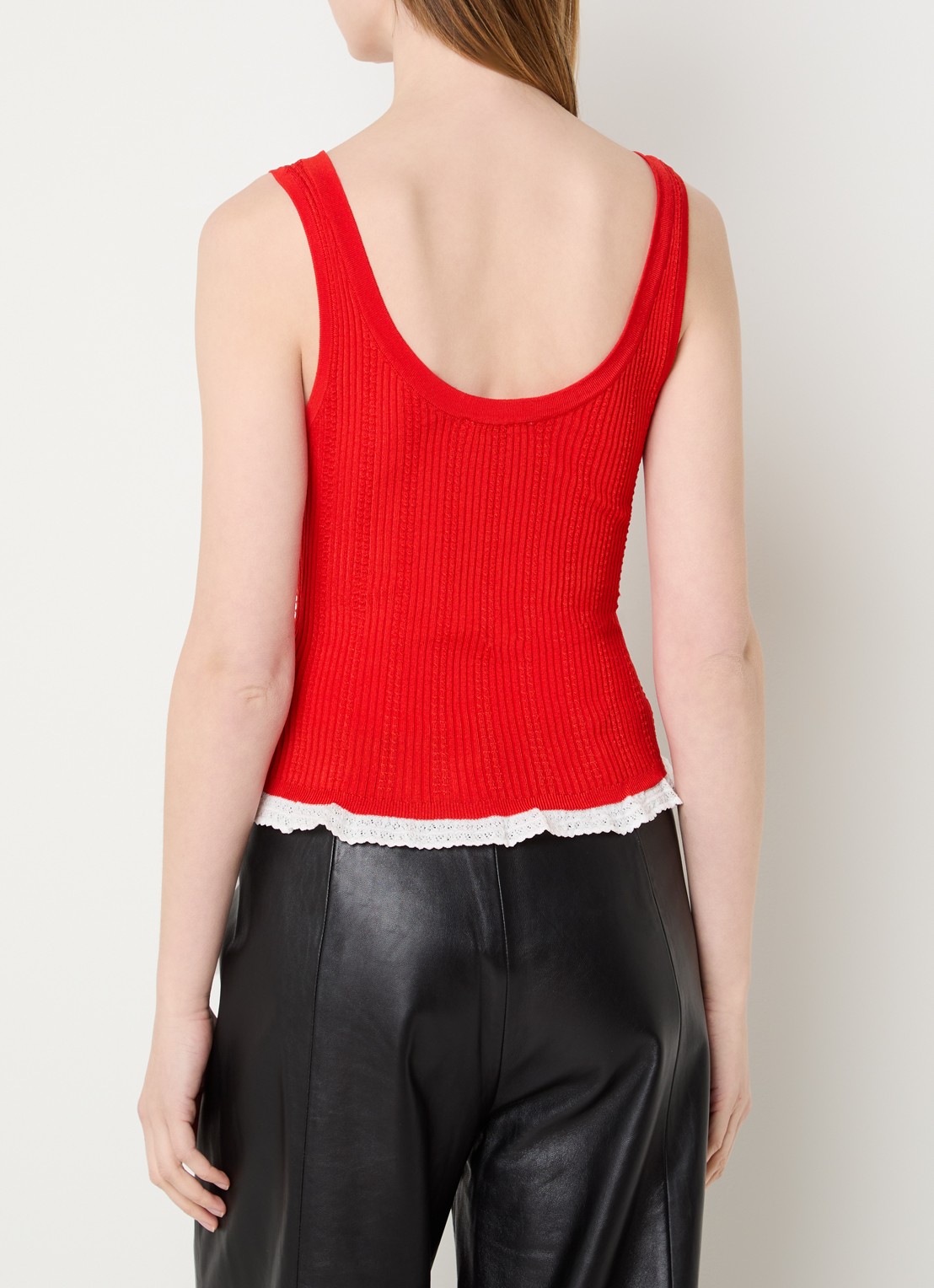Sandro Ribgebreide tanktop met logo - achterkant 2 rood