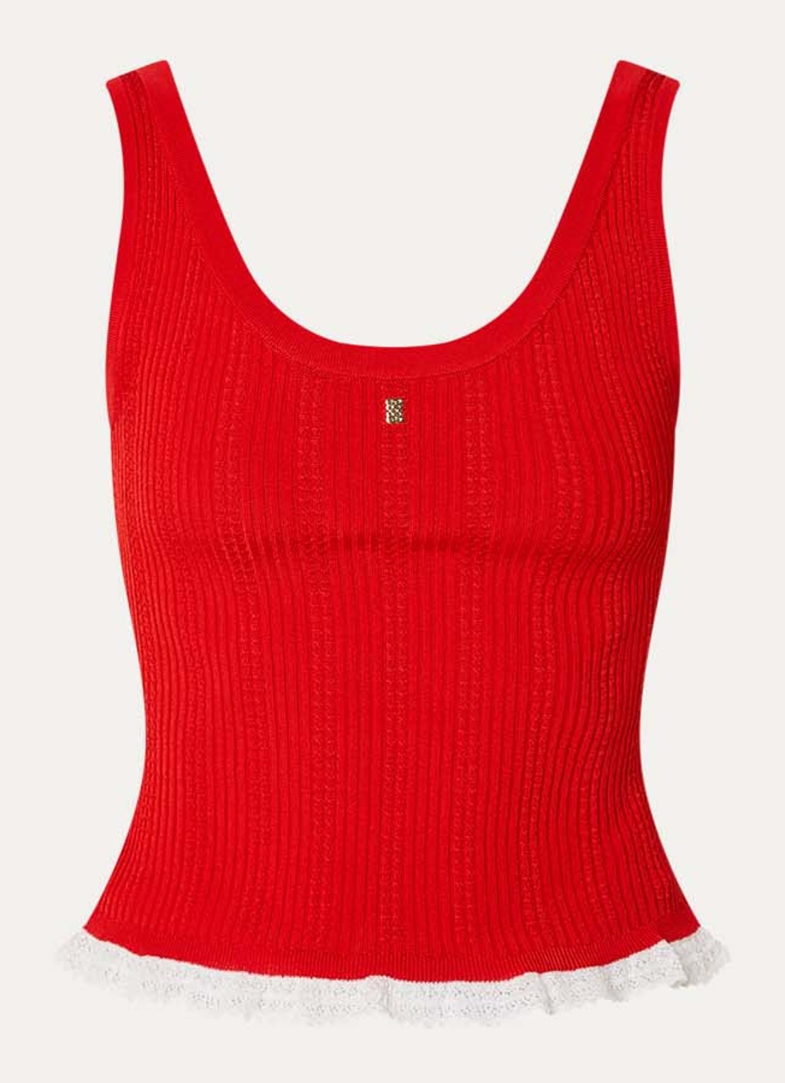 Sandro Ribgebreide tanktop met logo - voorkant 3 rood