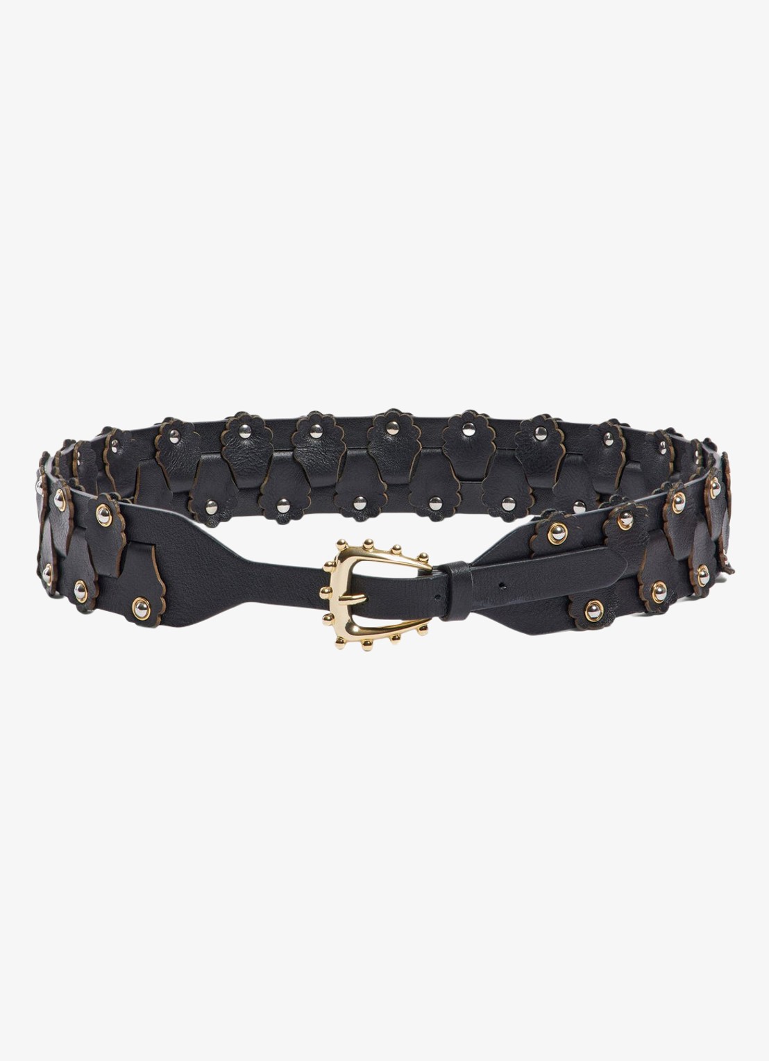 Sandro Riem van leer met studs - voorkant 2 black / zwart