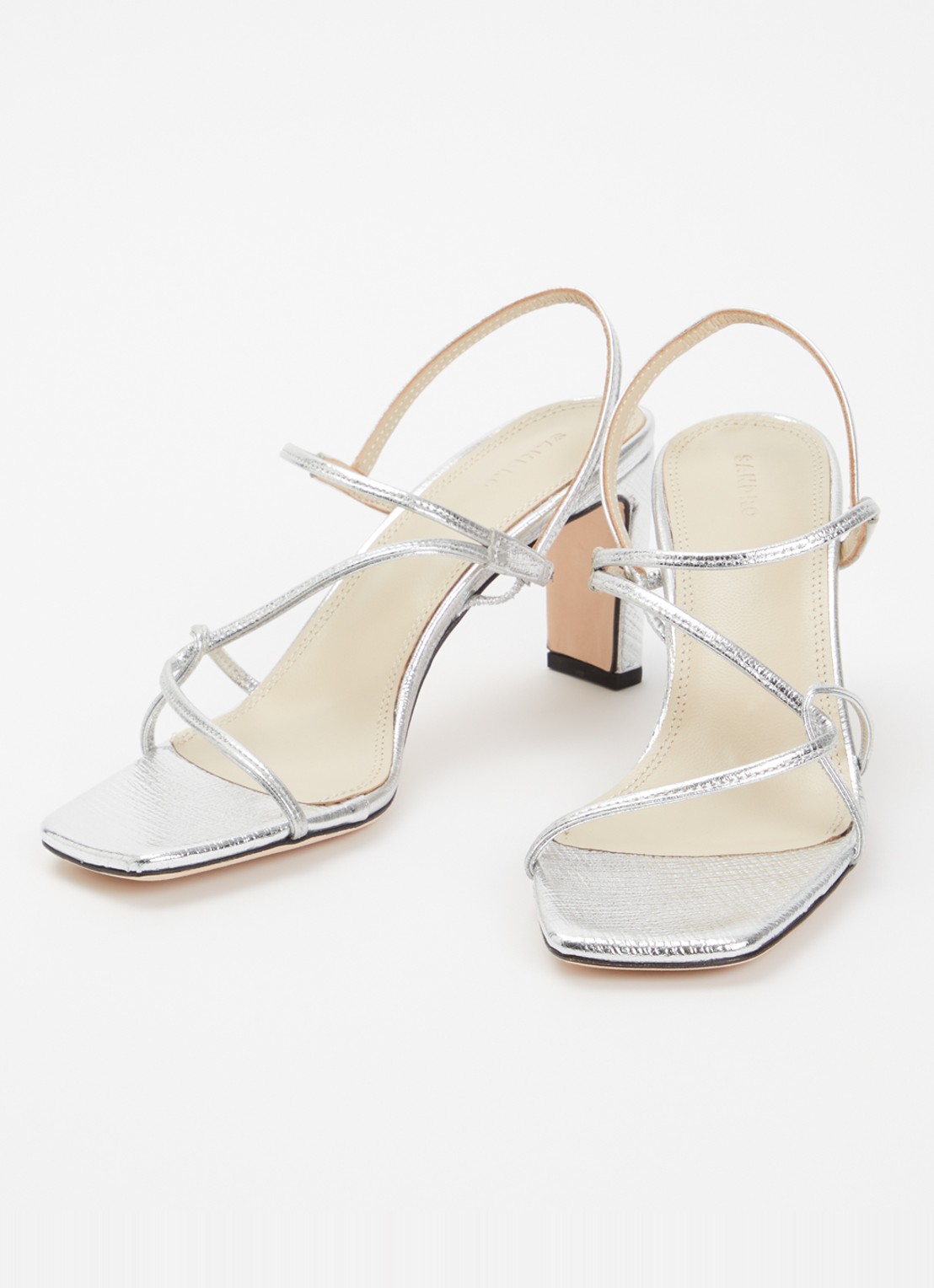 Sandro Sandalette van kalfsleer met metallic finish - detail zilver