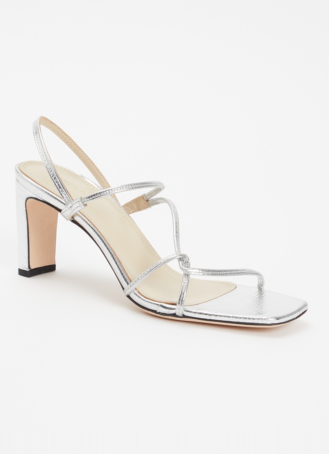 Sandro Sandalette van kalfsleer met metallic finish - voorkant 5 zilver