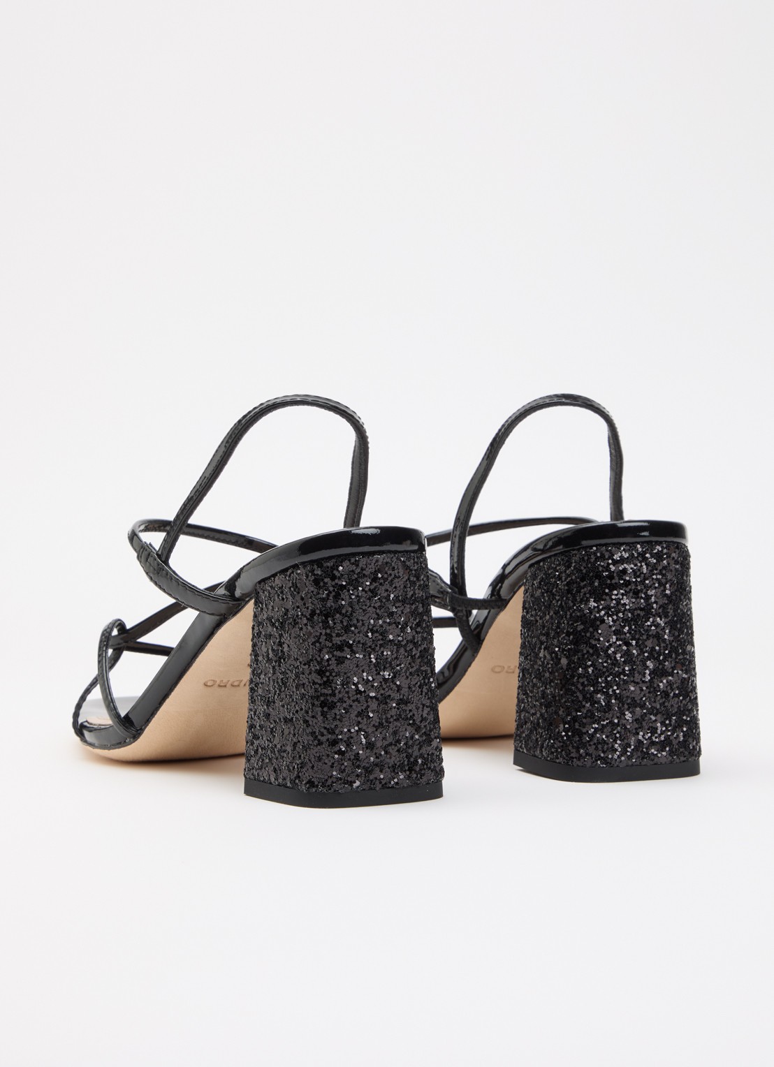 Sandro Sandalette van leer met glitter  - achterkant 5 zwart