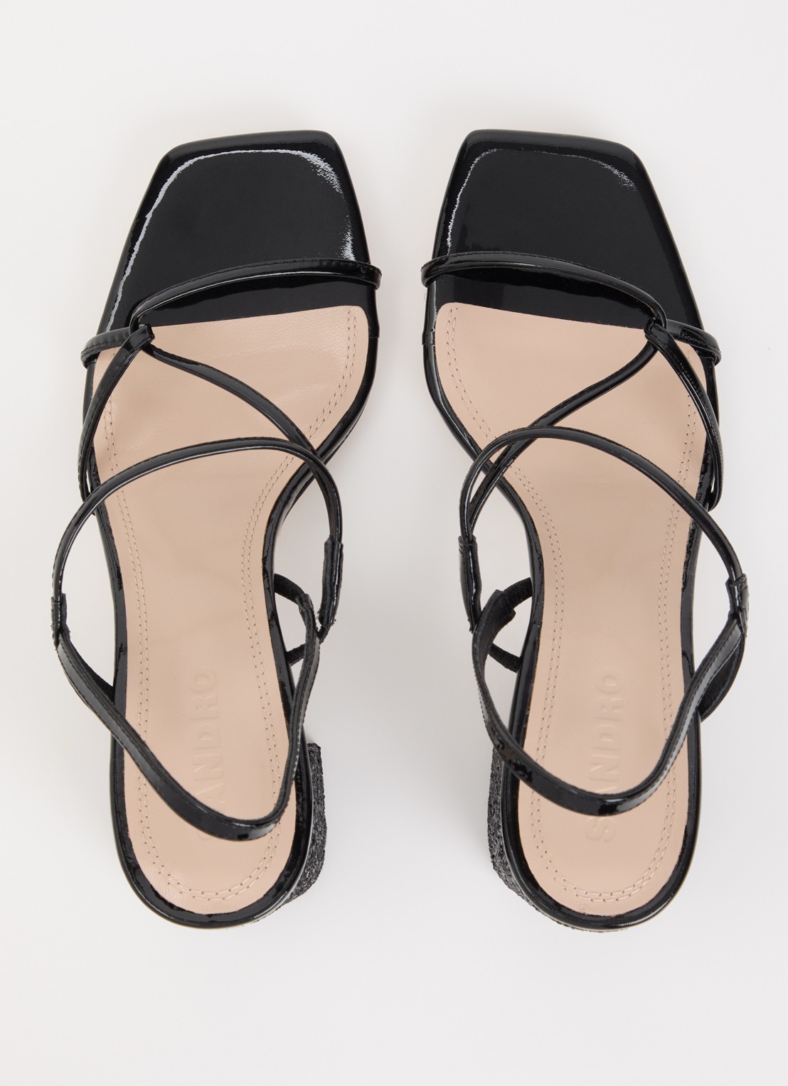 Sandro Sandalette van leer met glitter  - detail 3 zwart