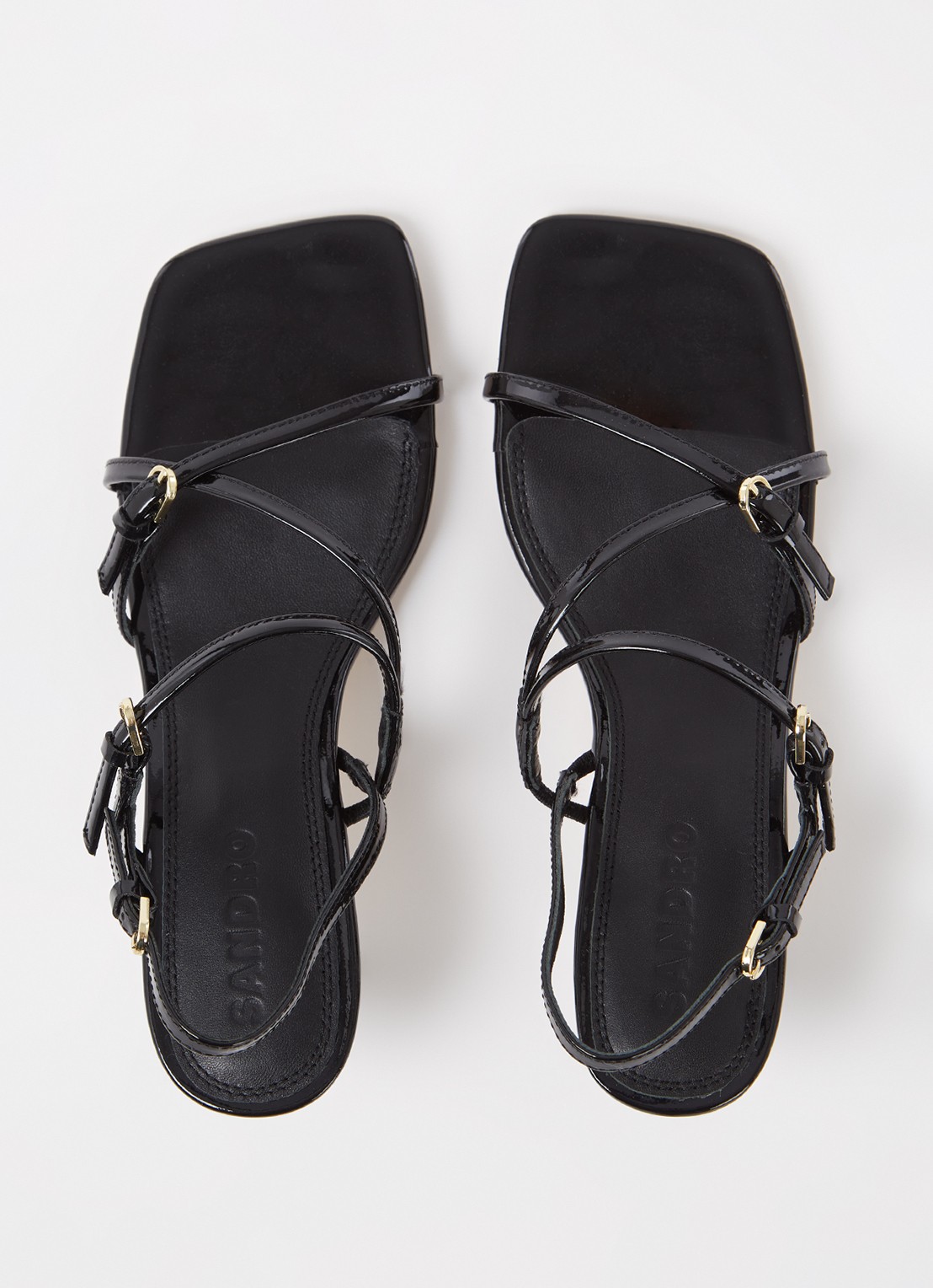 Sandro Sandalette van leer met lakfinish - detail 6 zwart