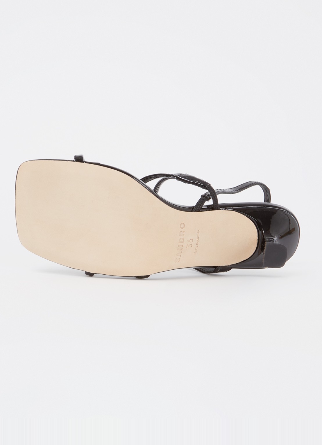 Sandro Sandalette van leer met lakfinish - detail 7 zwart
