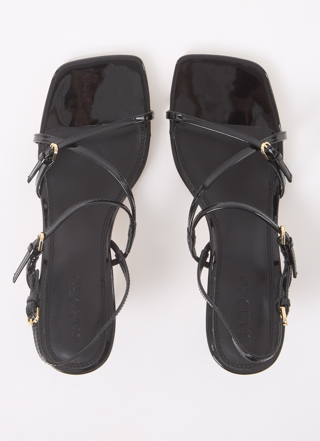 Sandro Sandalette van leer met lakfinish - detail 9 zwart