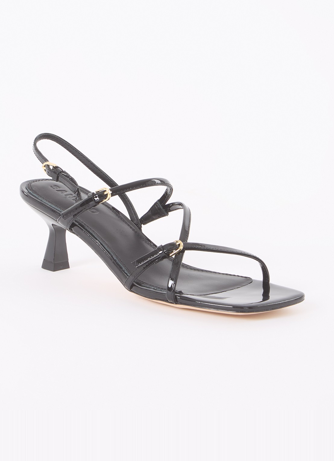 Sandro Sandalette van leer met lakfinish - voorkant 2 zwart