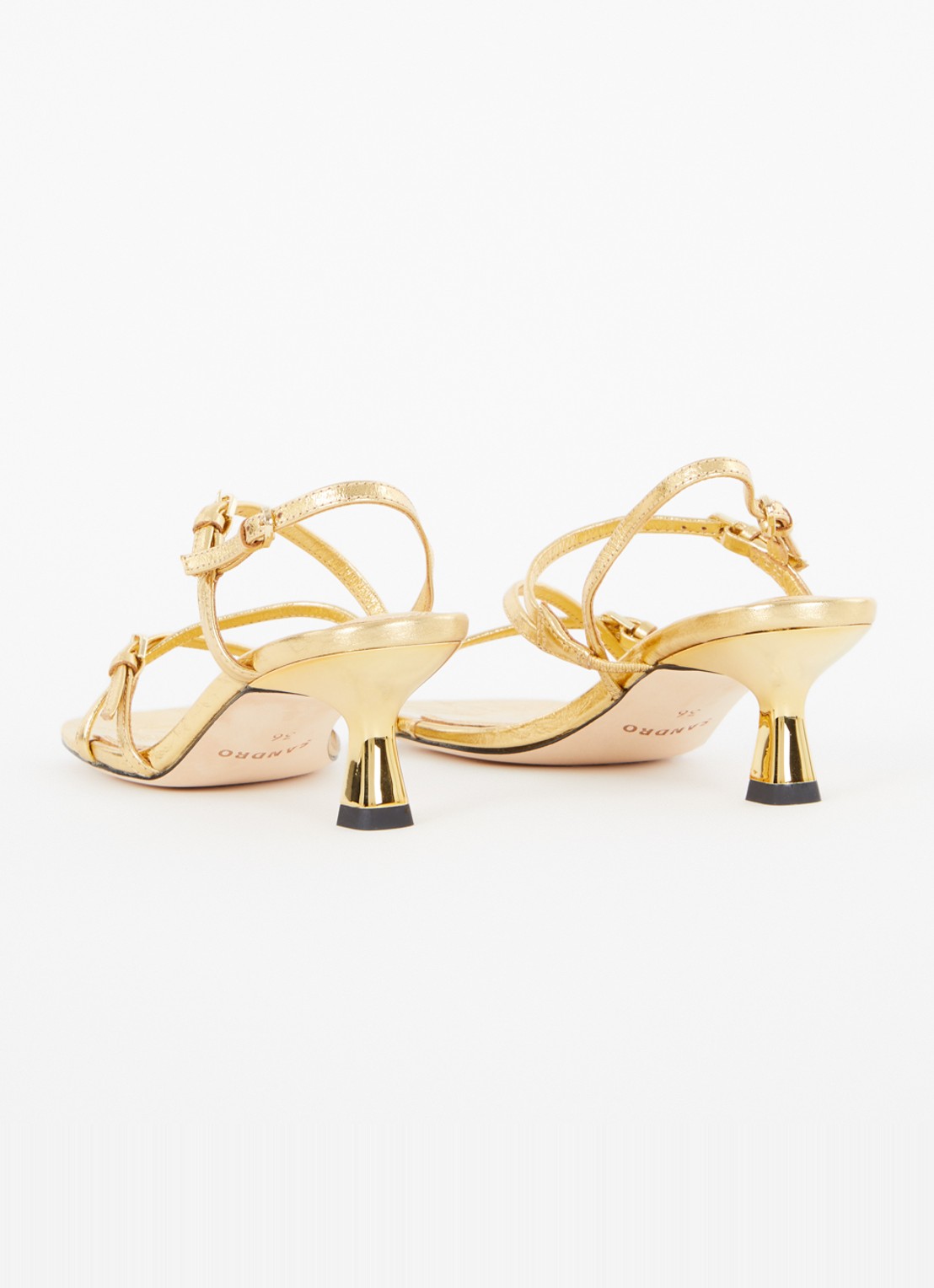 Sandro Sandalette van leer met metallic finish - achterkant 2 goud