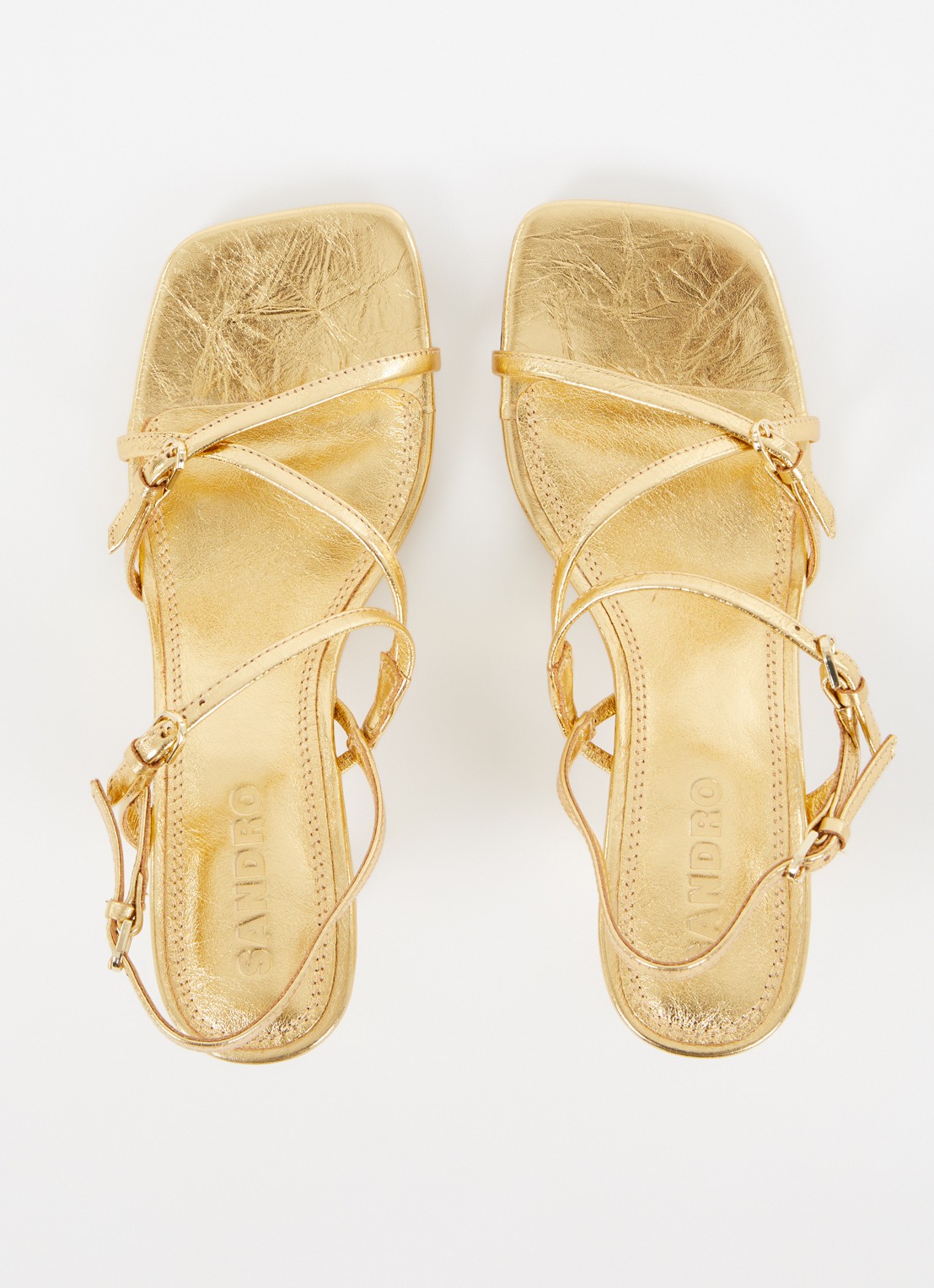 Sandro Sandalette van leer met metallic finish - detail 4 goud