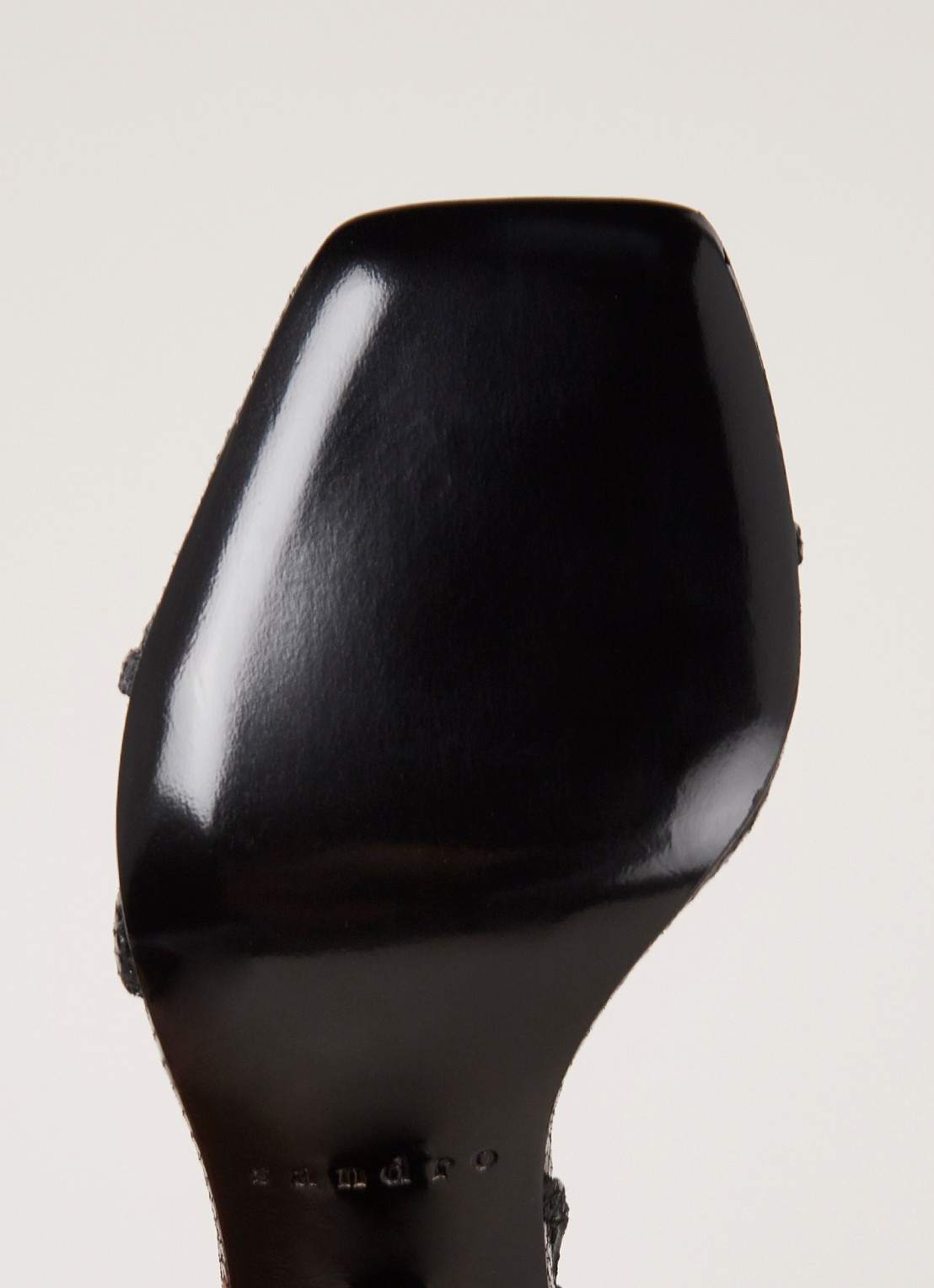 Sandro Sandalette van leer met slangenstructuur - detail 4 zwart