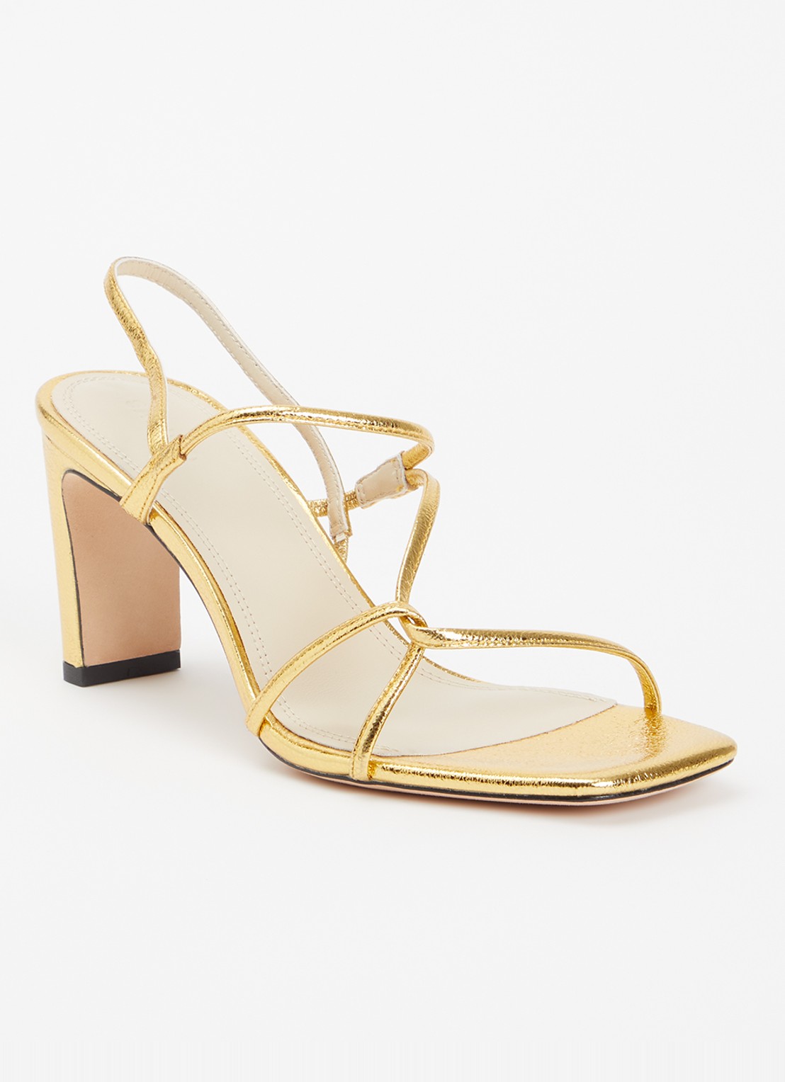 Sandro Sandalette van schapenleer met metallic finish - voorkant goud