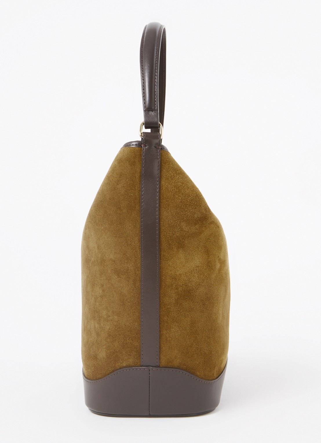 Sandro Schoudertas van kalfssuède met leren details - detail 3 khaki