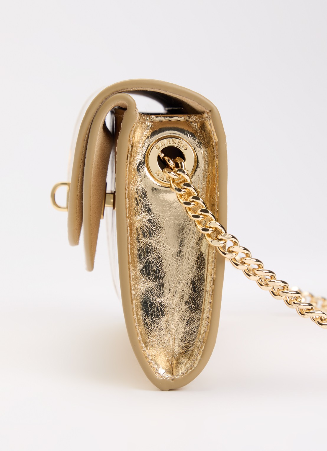 Sandro Schoudertas van leer met kettingdetail - detail 5 goud