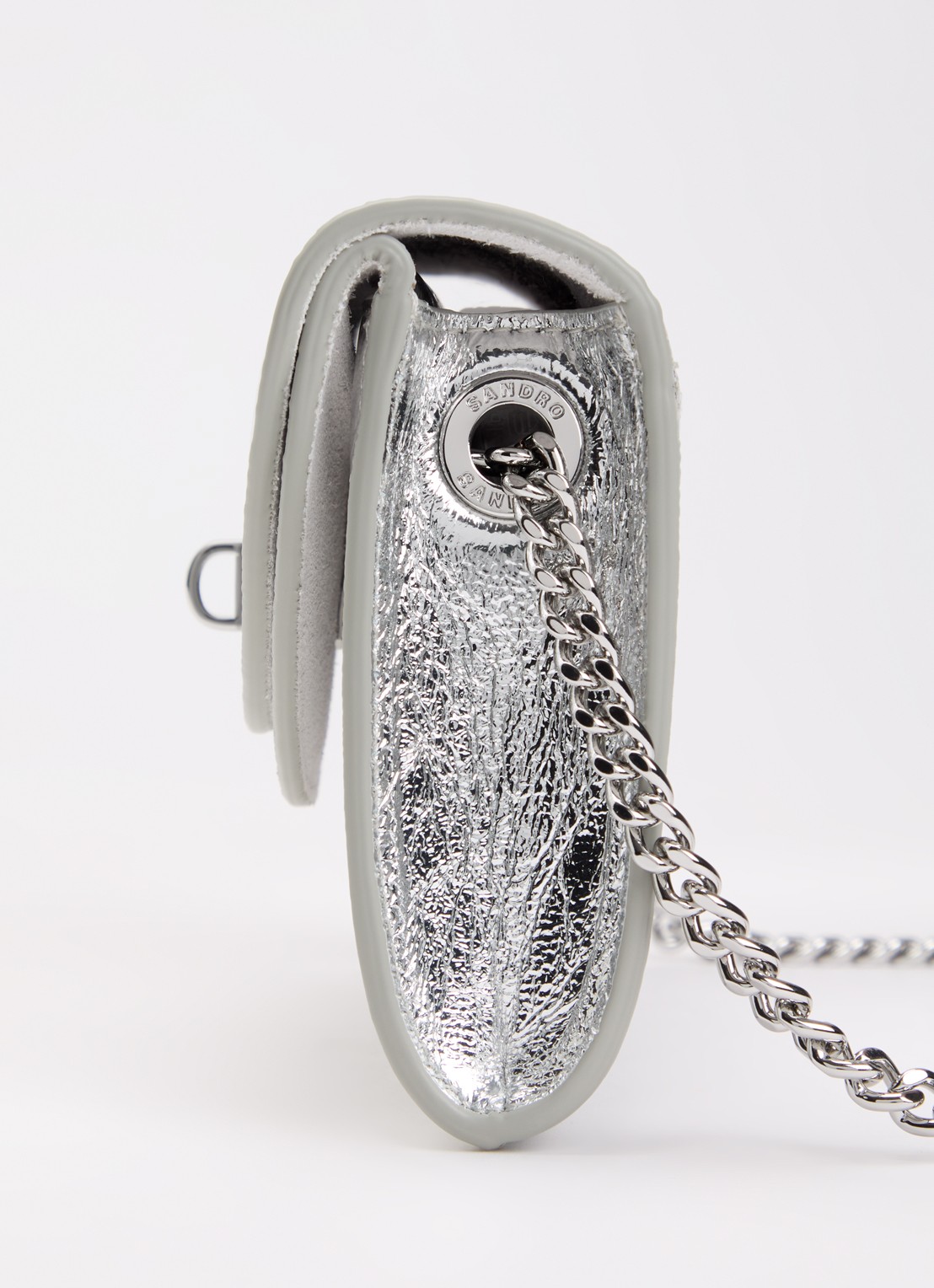 Sandro Schoudertas van leer - detail 3 zilver