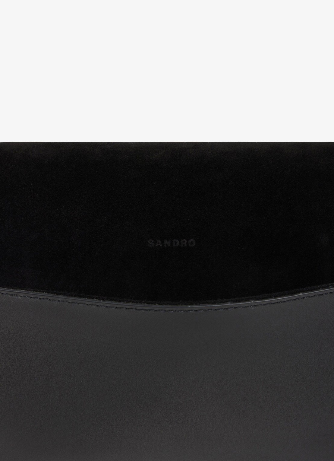 Sandro Schoudertas van leer - detail 4 black / zwart