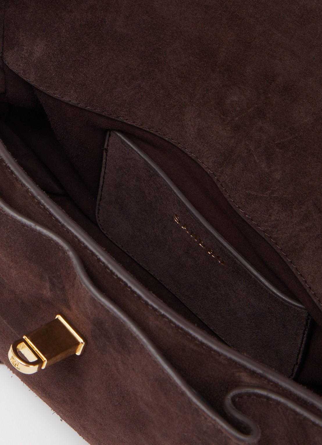 Sandro Schoudertas van suède met studs - detail 2 bruin