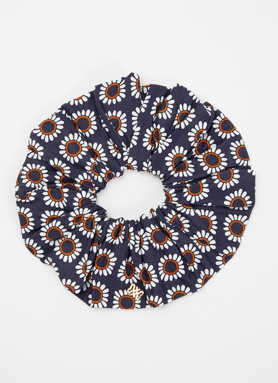 Sandro Scrunchie met bloemenprint - voorkant 2 blauw