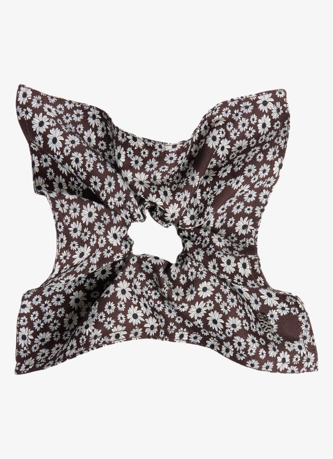 Sandro Scrunchie met bloemenprint - voorkant 2 donkerbruin