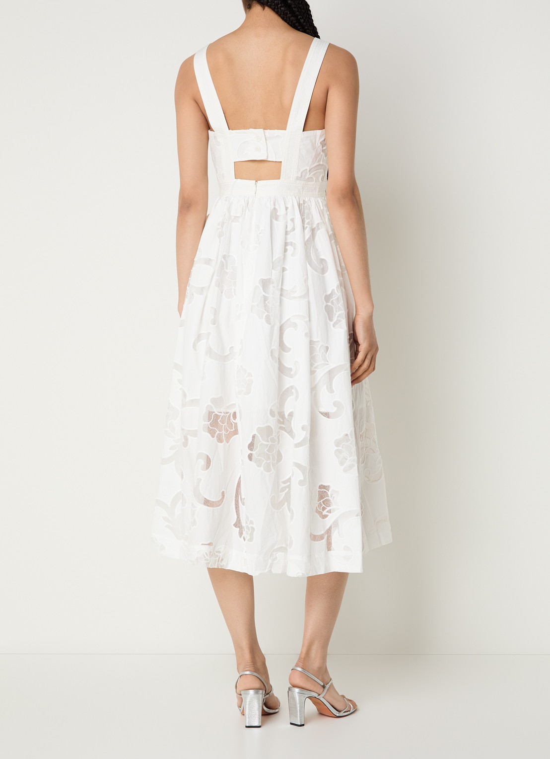 Sandro Semi-transparante midi jurk met broderie - achterkant 4 wit