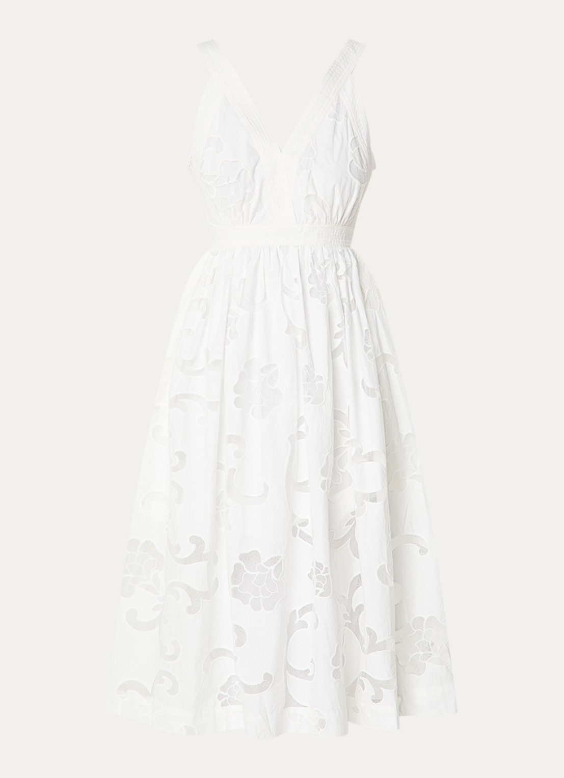Sandro Semi-transparante midi jurk met broderie - voorkant wit