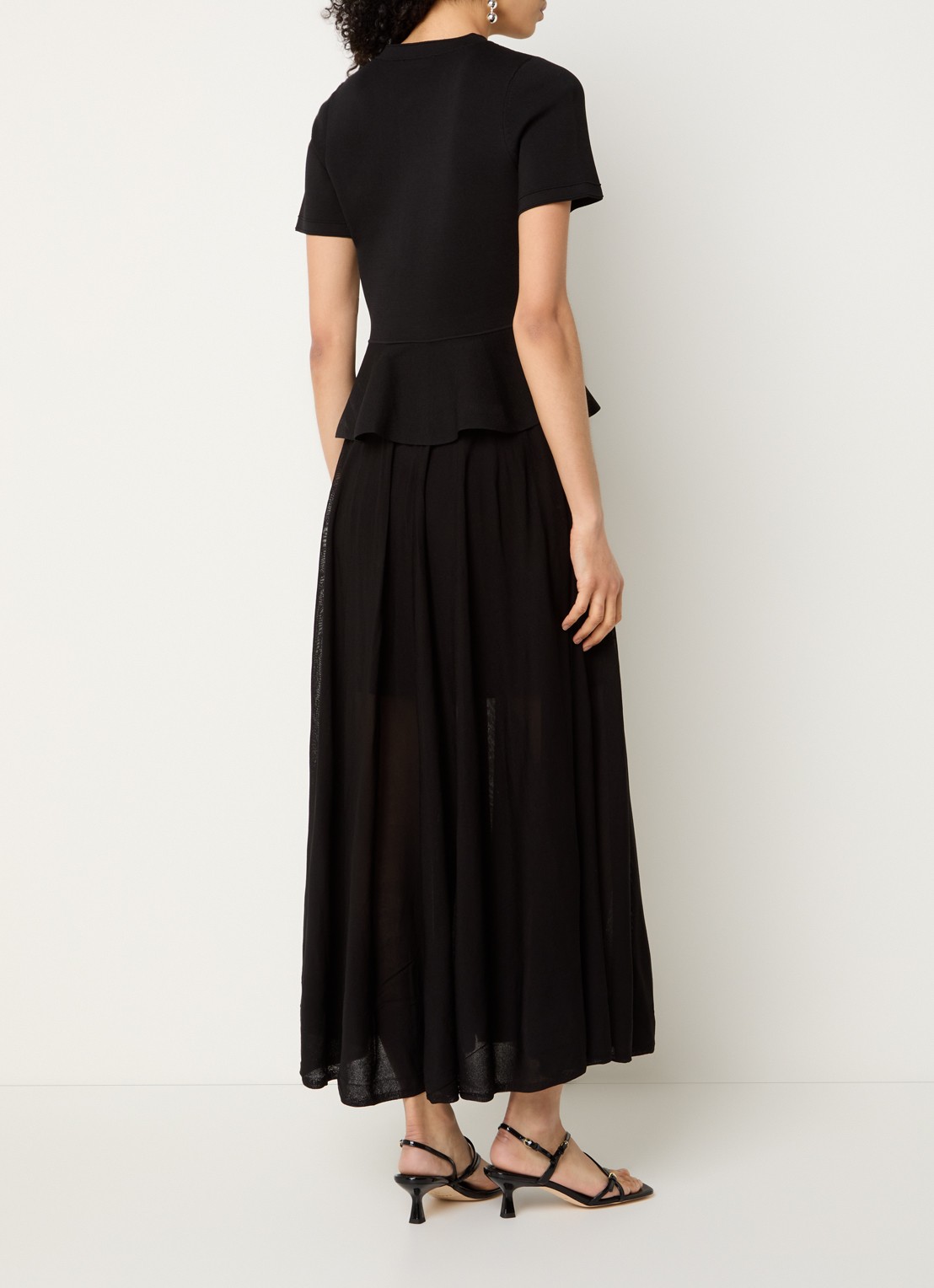 Sandro Semi-transparante midi jurk met peplum - achterkant zwart