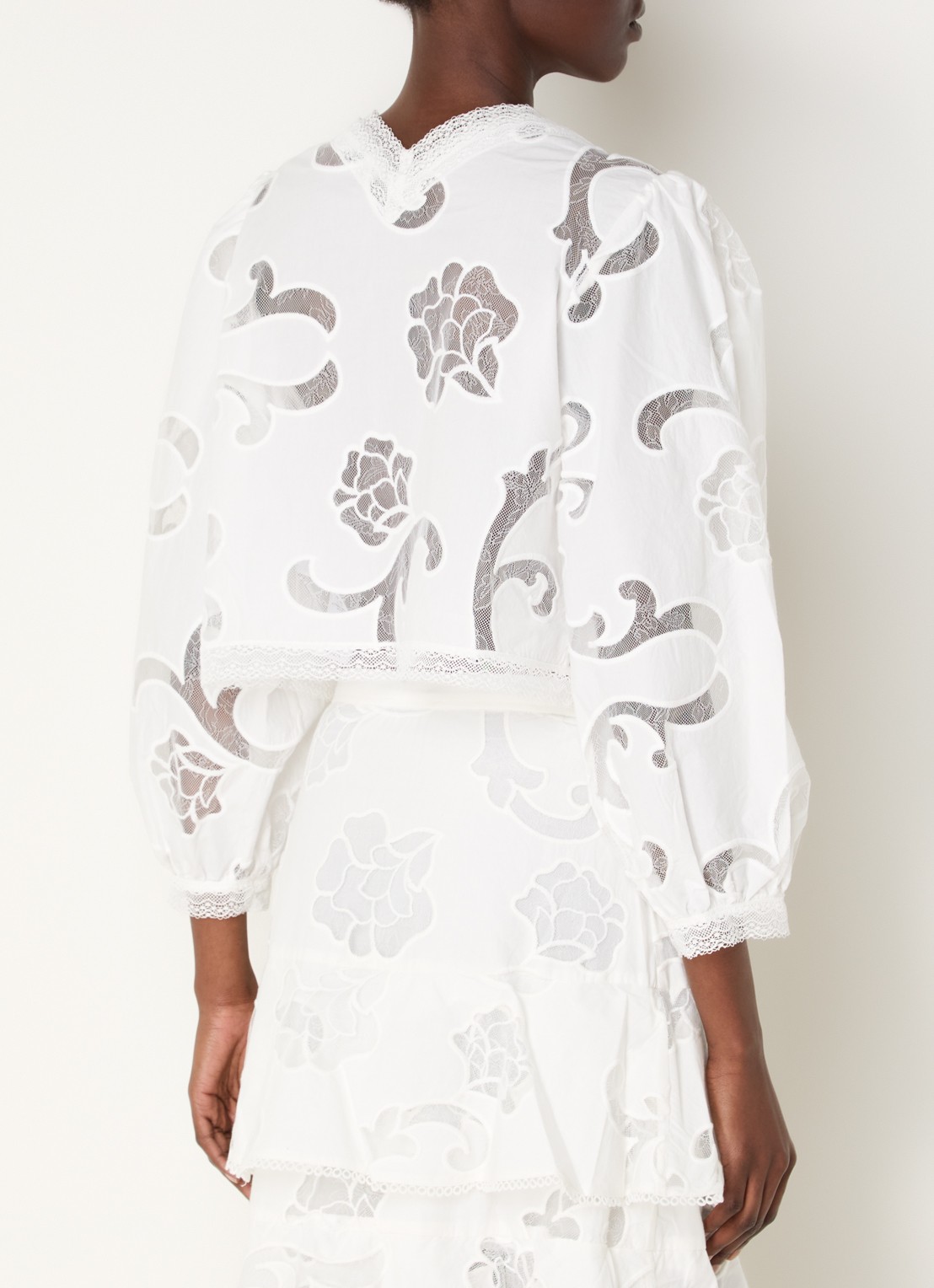 Sandro Semi-transparante top met broderie - achterkant 4 wit