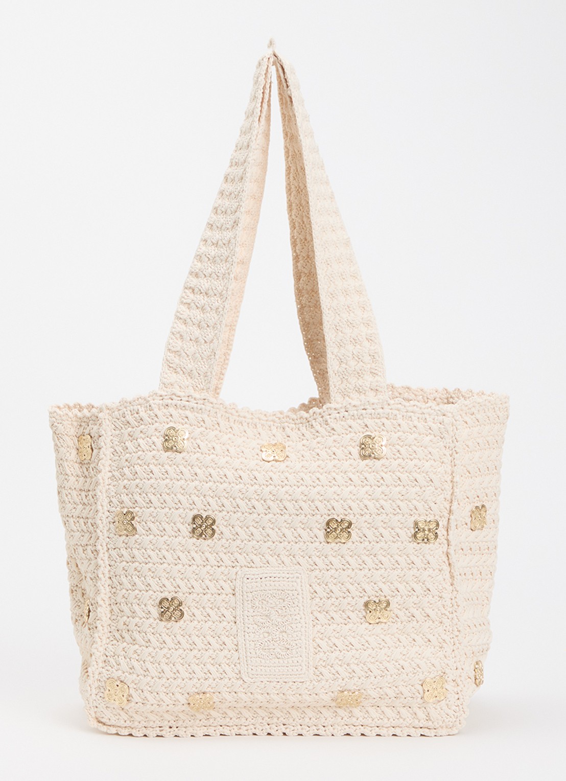 Sandro Shopper met studs - voorkant beige