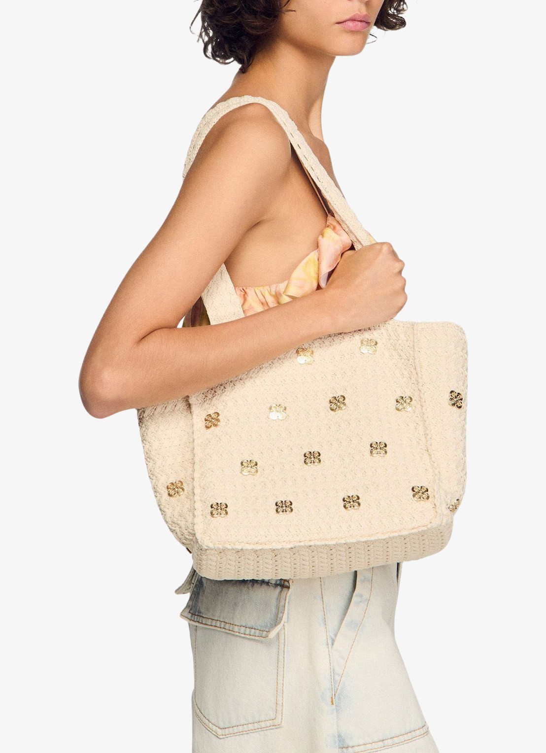 Sandro Shopper met studs - voorkant 2 beige
