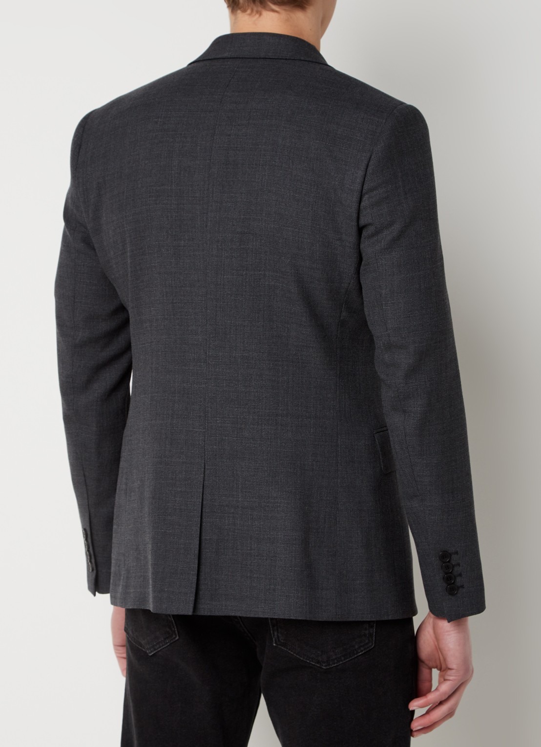 Sandro Slim fit colbert in wolblend met klepzakken - achterkant 4 donkergrijs